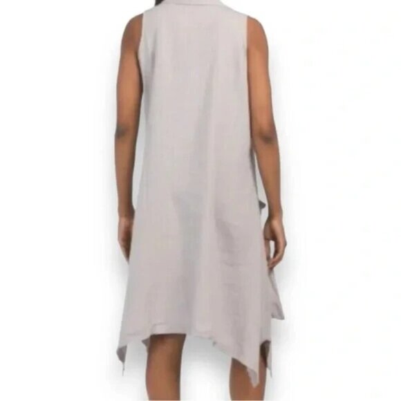 For Cynthia Linen Blend Lagenlook Sleeveless A-Line Art to Wear Dress Pockets S? - Picture 2 of 15